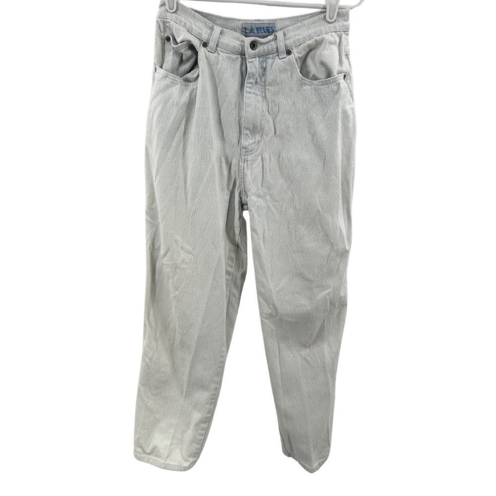 L.A. Blues White High Rise Jeans Relaxed Fit 12 bleach washed 90s retro denim